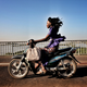 Riding over the Niger River in Bamako, Mali.